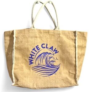 White Claw-Natural Jute Tote Bag Beach Shopper | Purple Logo Coastal Waterproof